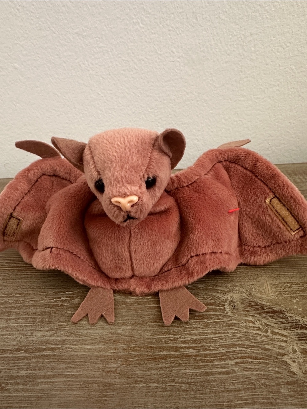Retired Ty Beanie Baby “Batty”Plush Bat Stuffed Animal - Rust Brown